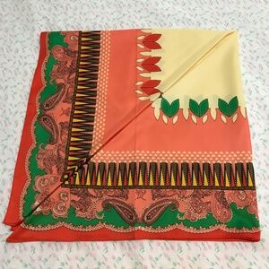 MOSI Cream Brown Orange Red Green Scarf Imitation Silk